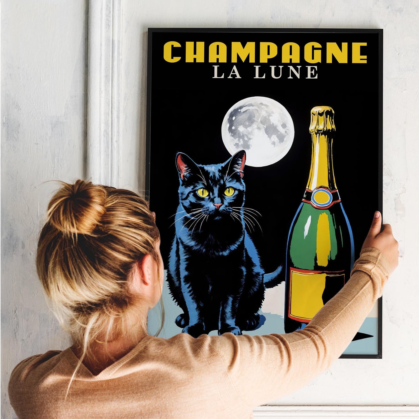 Cat With Champagne Poster Print