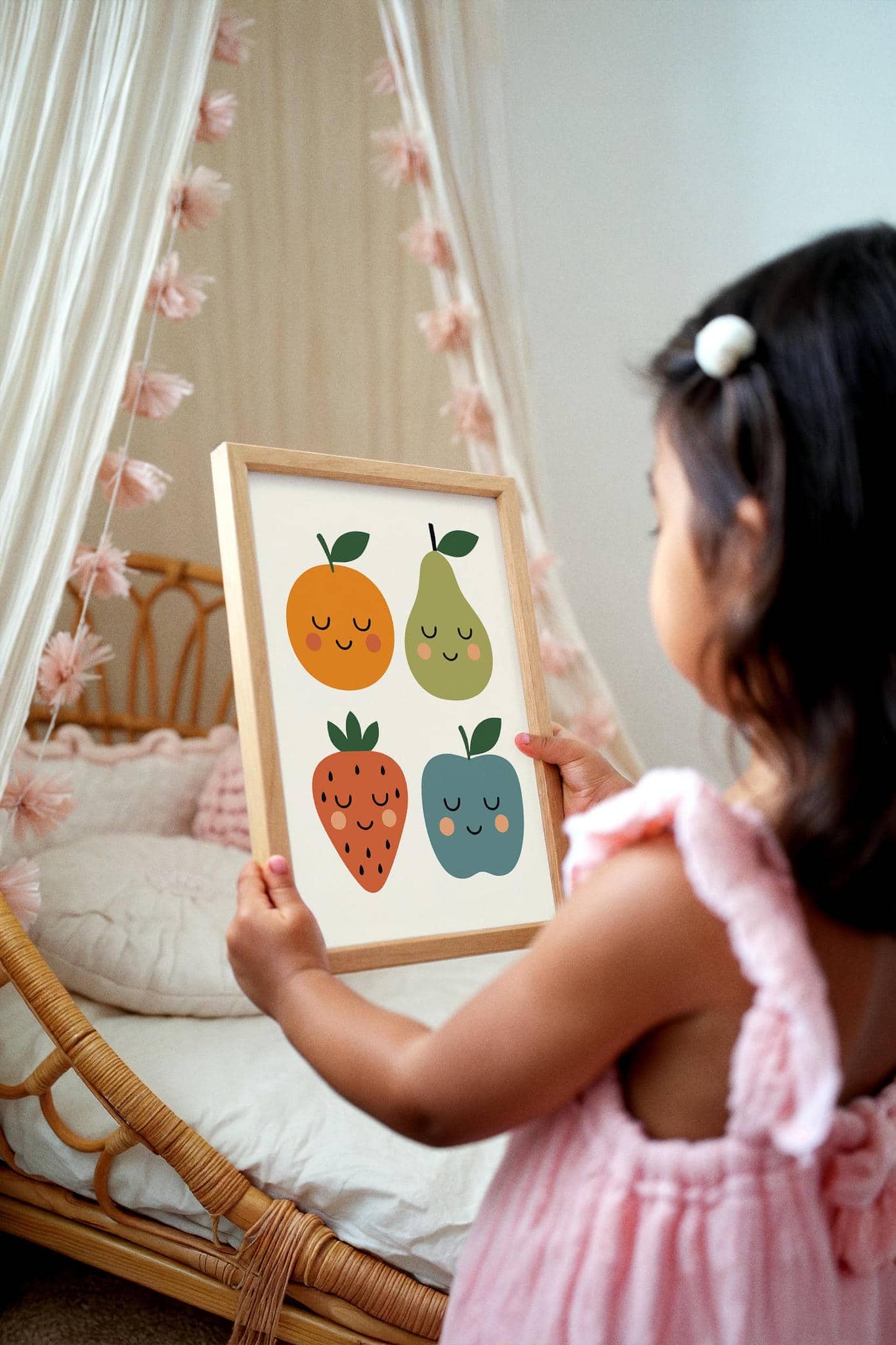 Happy Fruit Wall Art Print – Cute Kids Room Decor