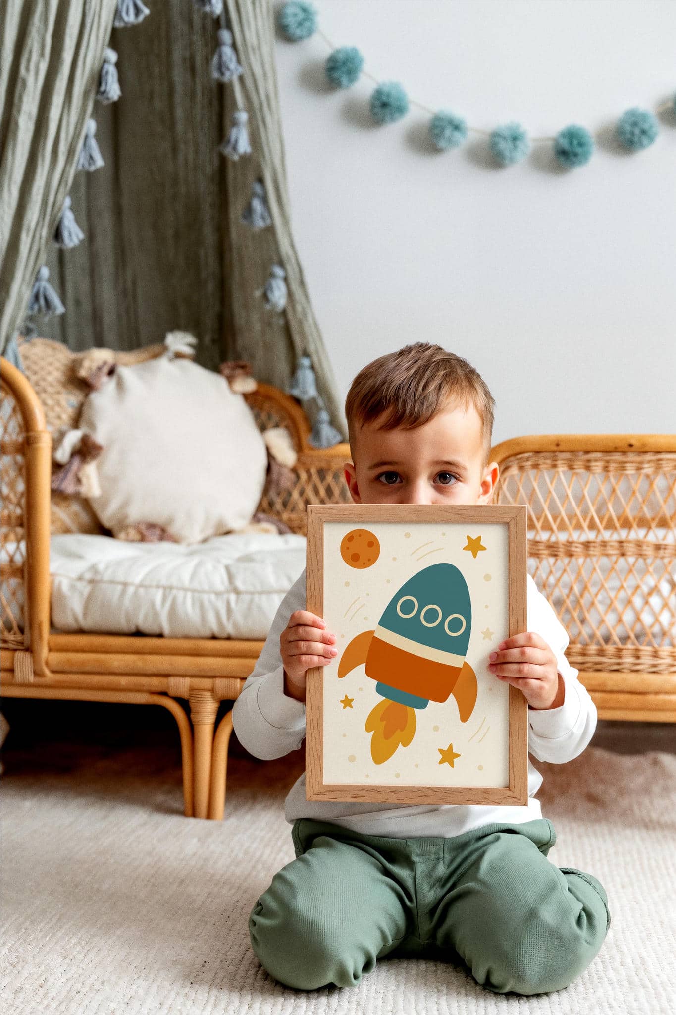 Rocket Ship Wall Art – Boys Room Space Decor