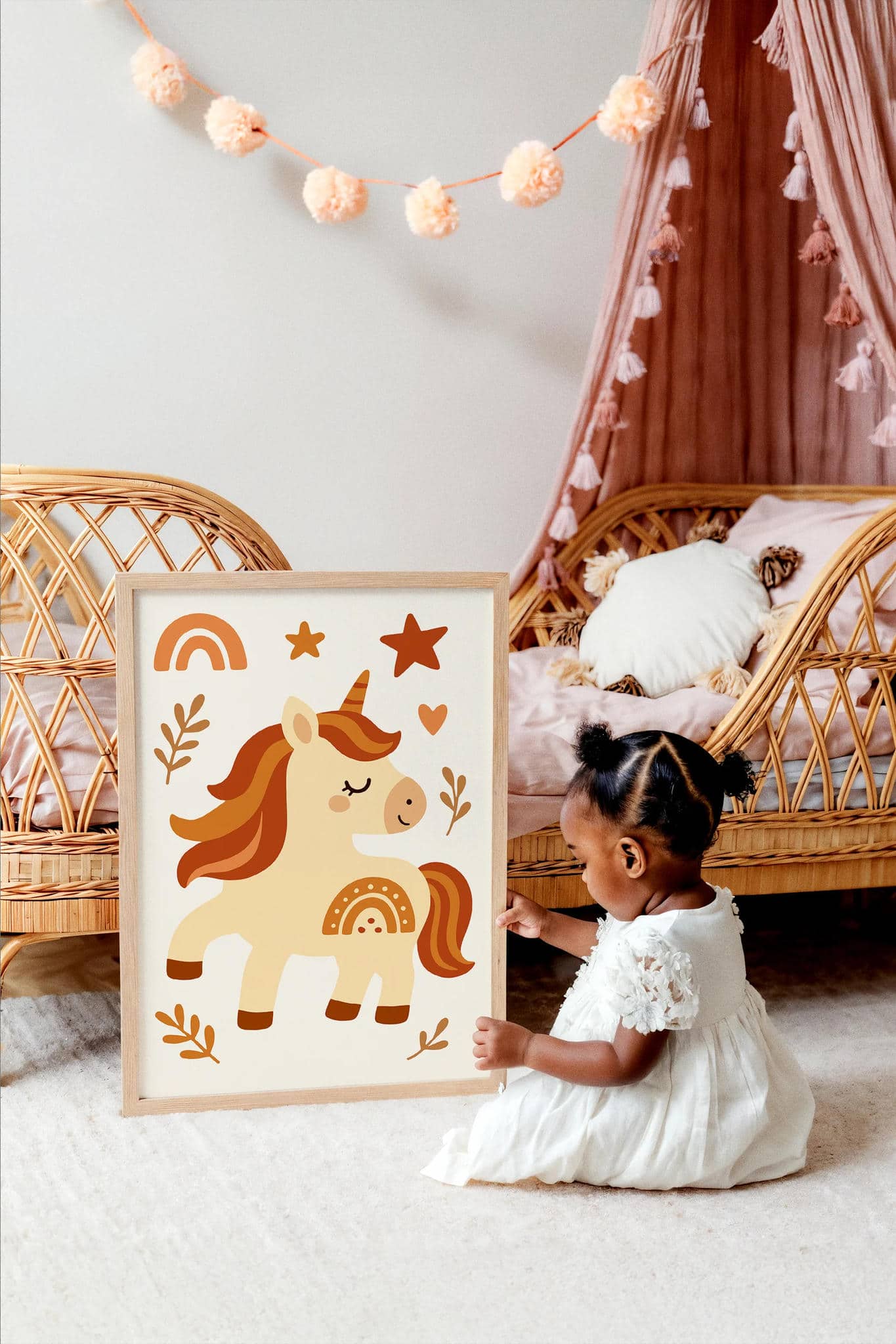 Cute Boho Unicorn Wall Art – Nursery Print Decor