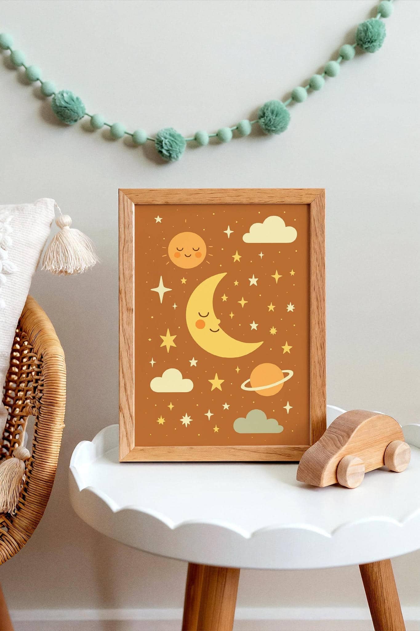 Burnt Orange Space Poster – Kids Galaxy Wall Art
