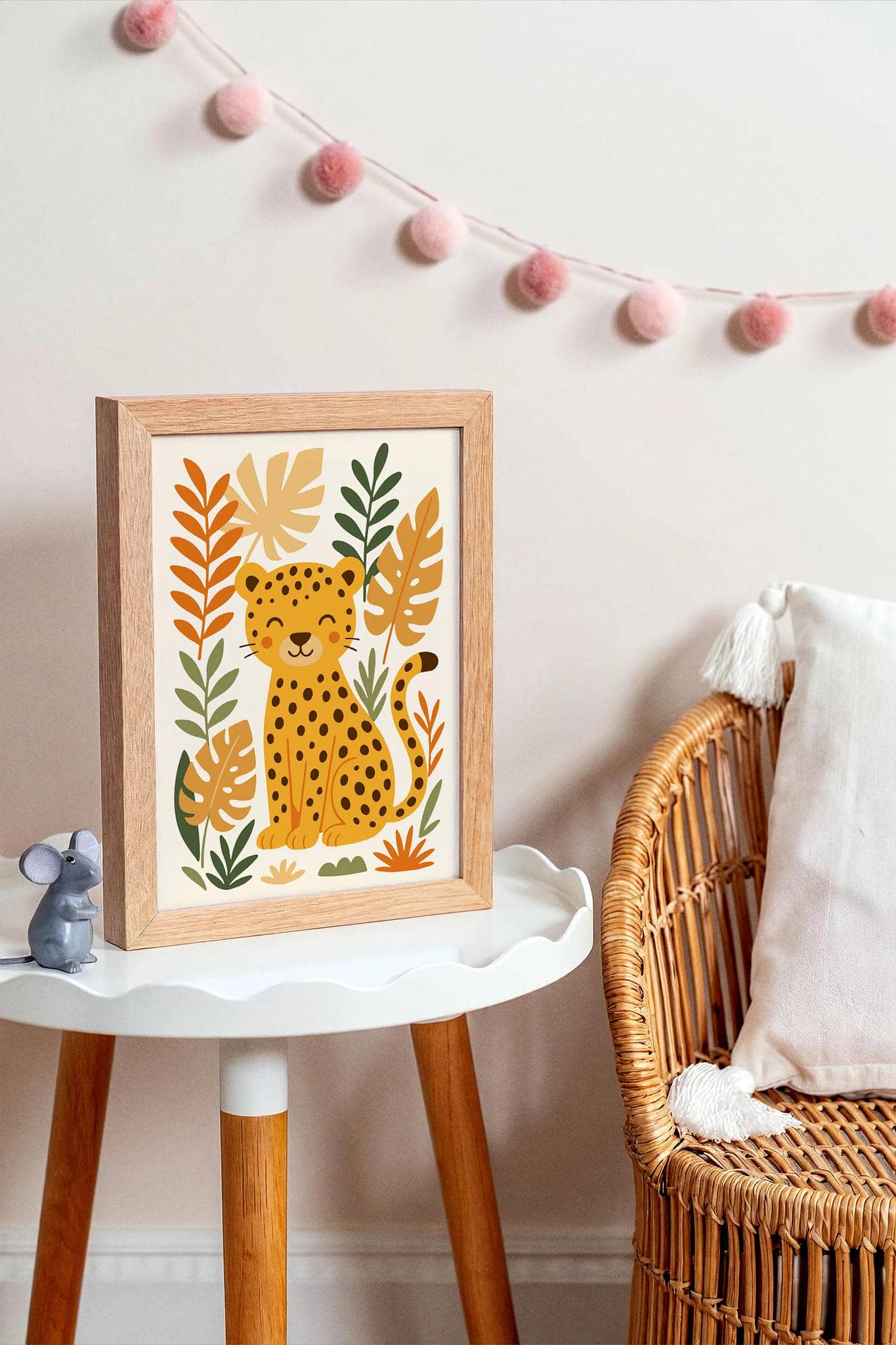 Friendly Cheetah Wall Art – Cute Jungle Animal Print