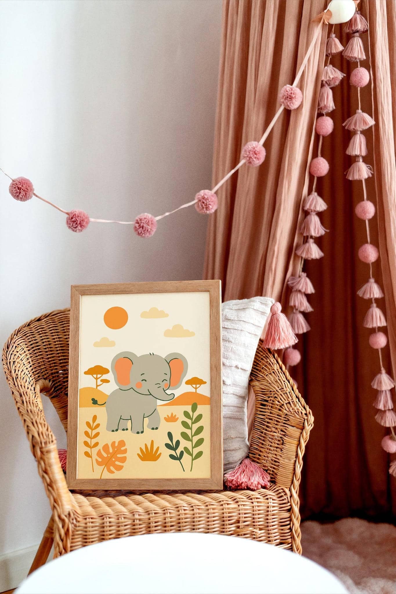 Cute Elephant Poster – Safari Nursery Wall Art Print