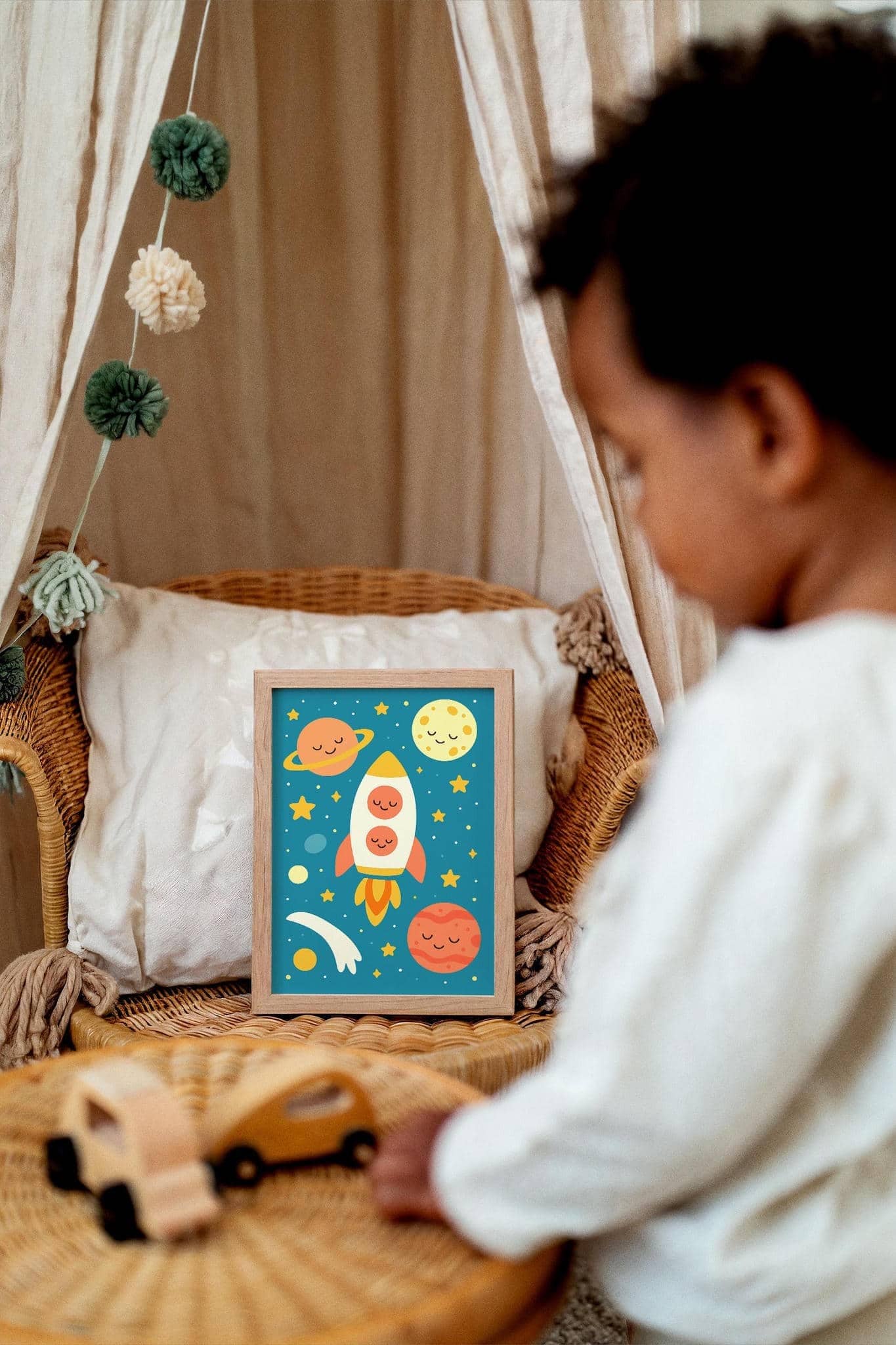 Whimsical Space Adventure – Rocket & Planets