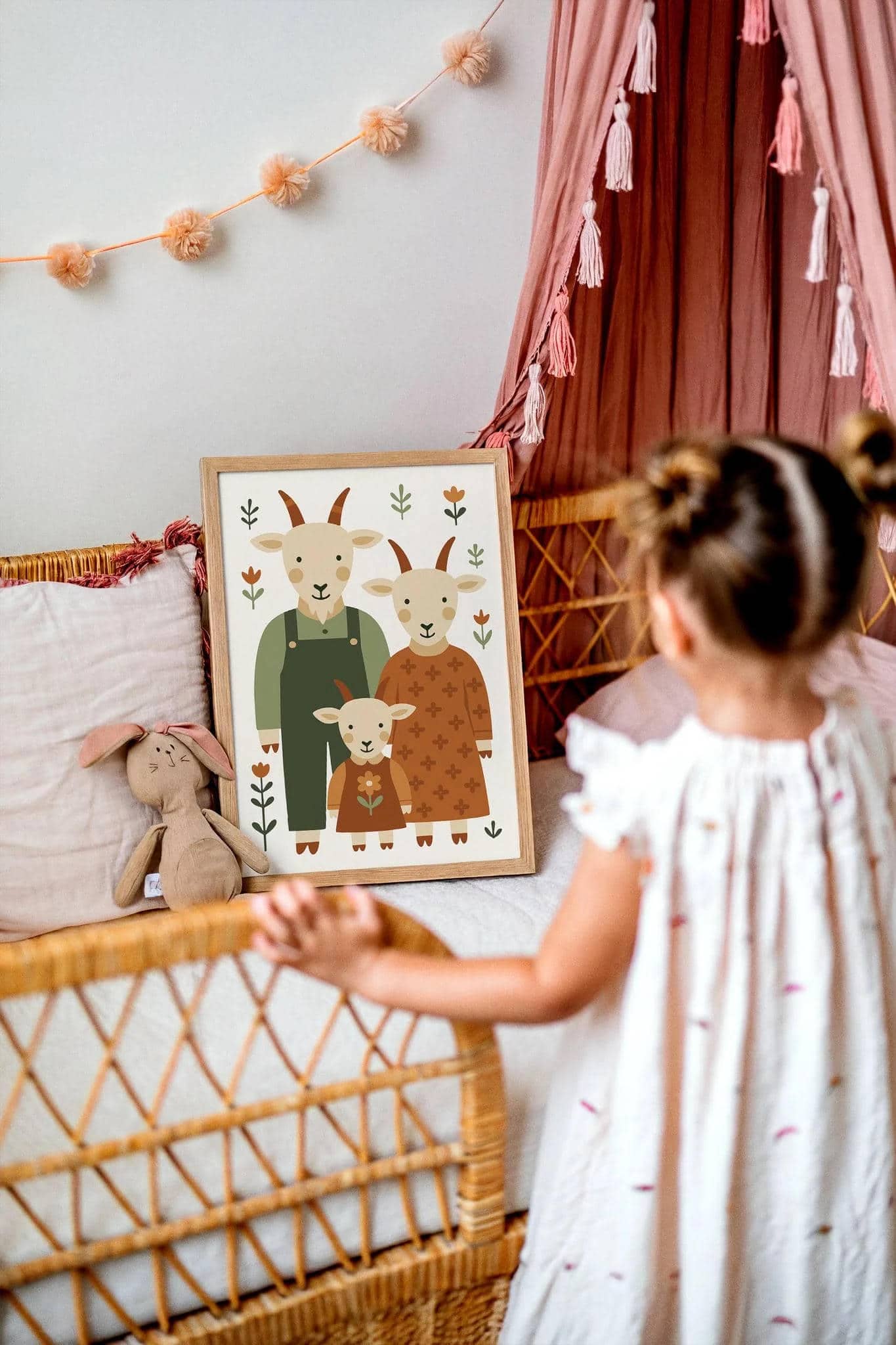 Goat Family Wall Art – Farmhouse Kids Room Decor