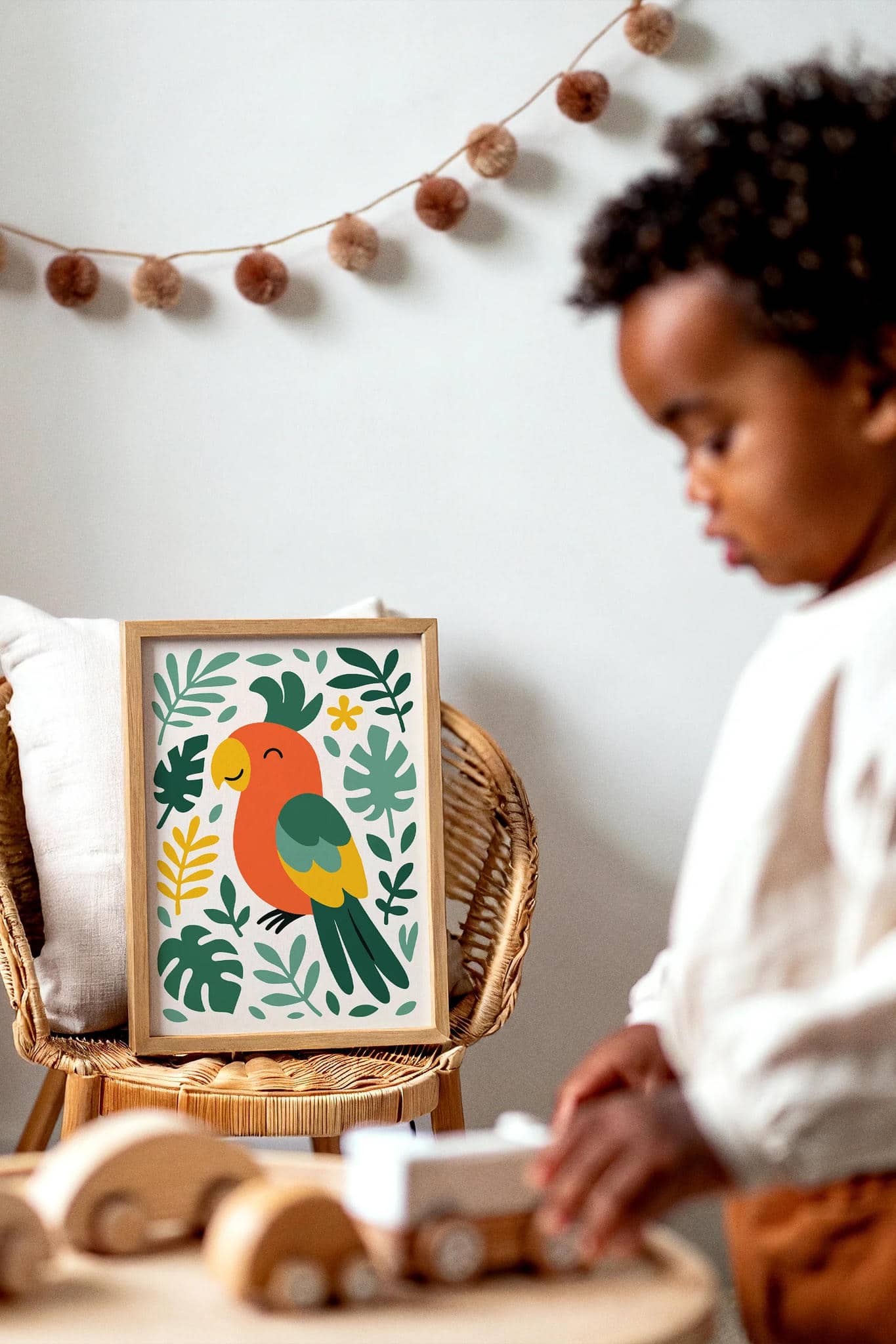 Colorful Parrot Print – Tropical Kids Room Decor