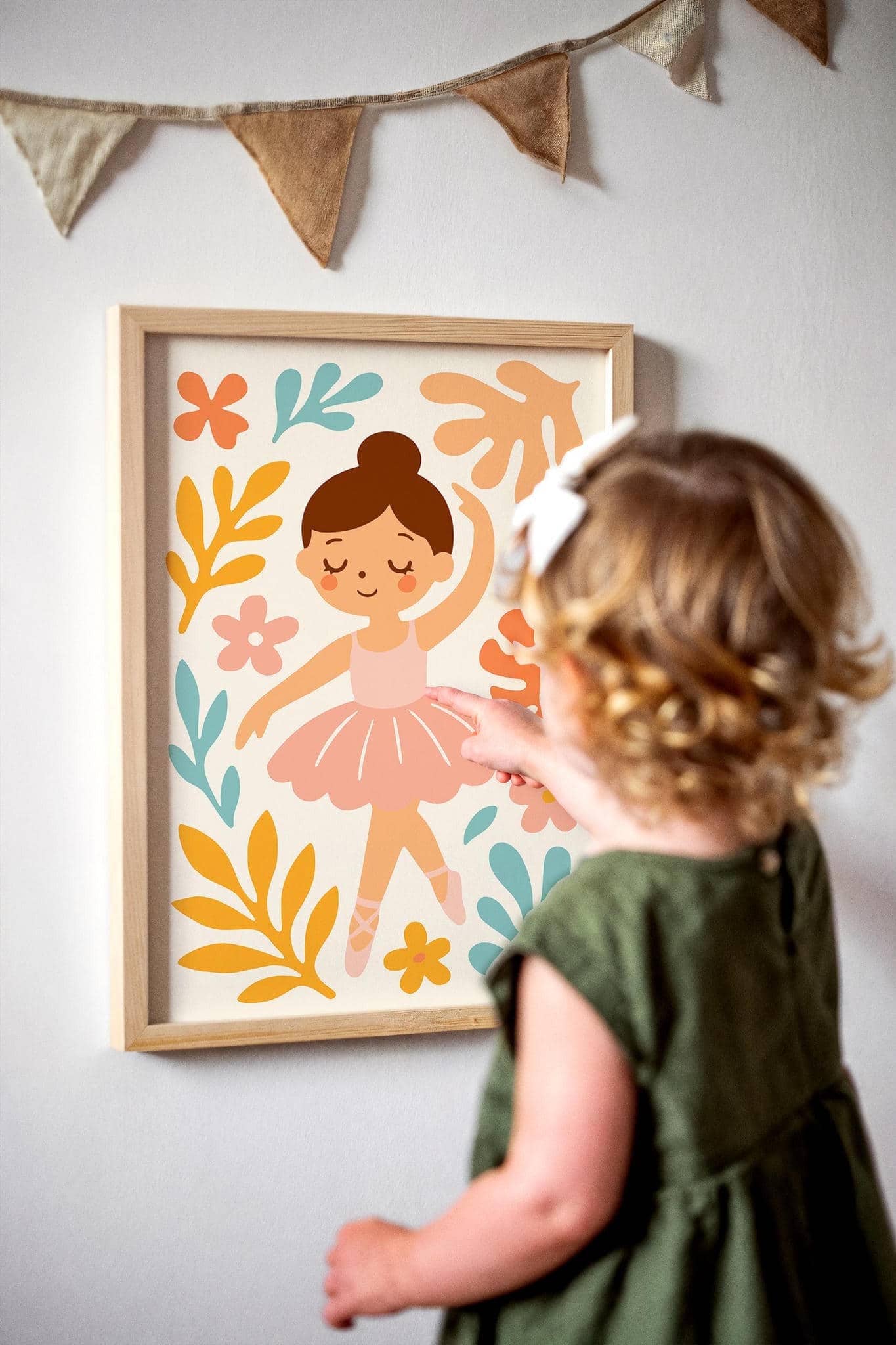 Little Ballerina in Flowers – Colorful Wall Art for Kids Room