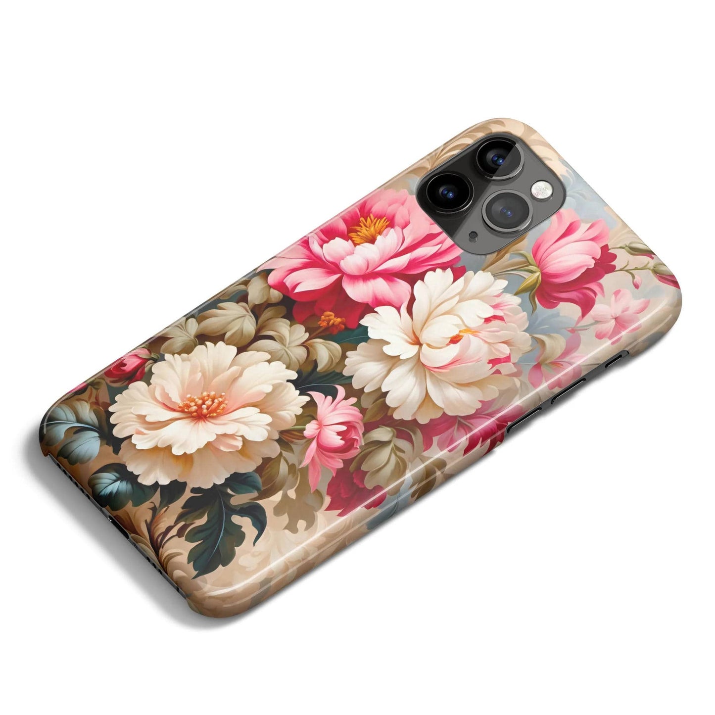 Beige Victorian Flowers iPhone Case - HypeSheriff