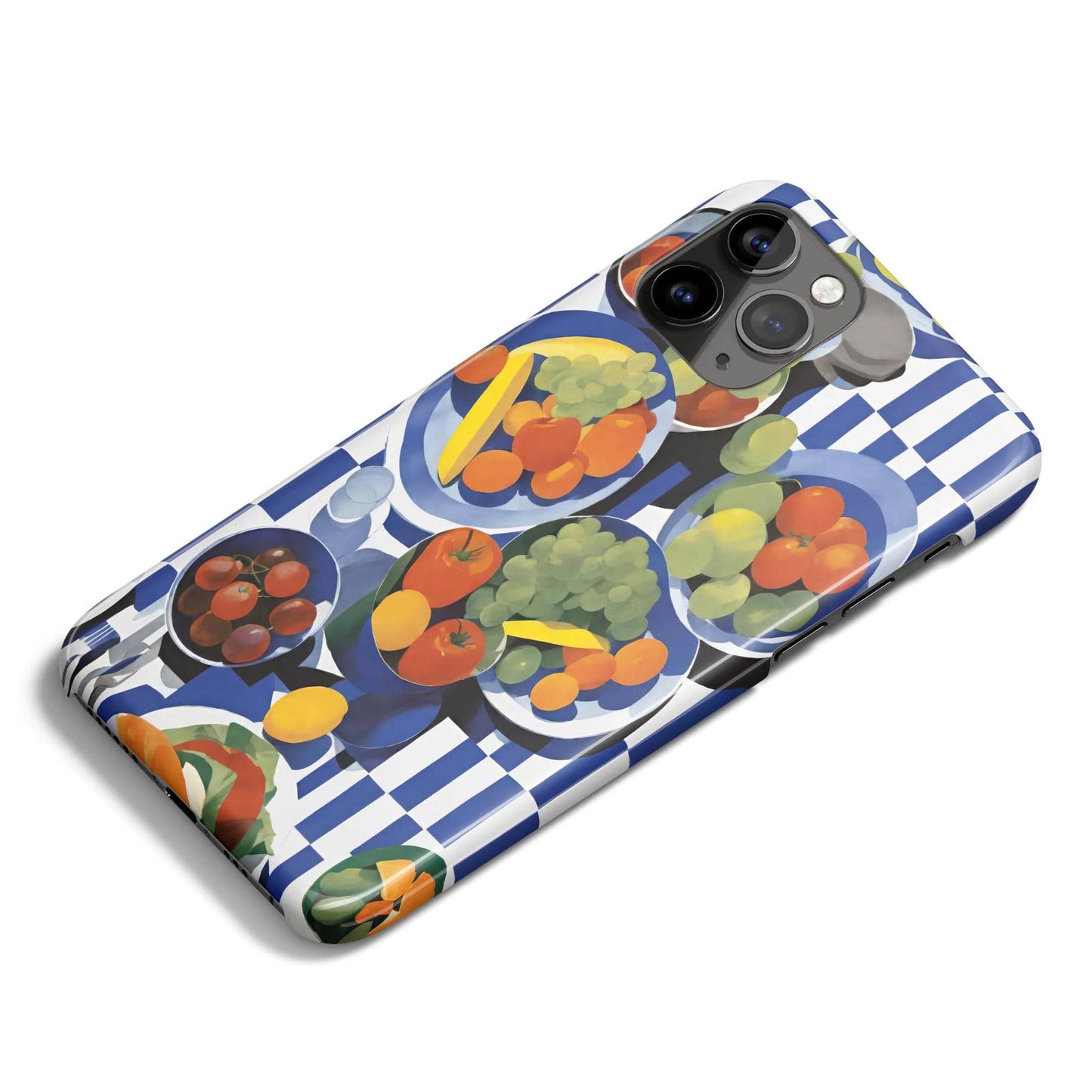 Artistic Fruit Pattern on Checkered iPhone Case - HypeSheriff