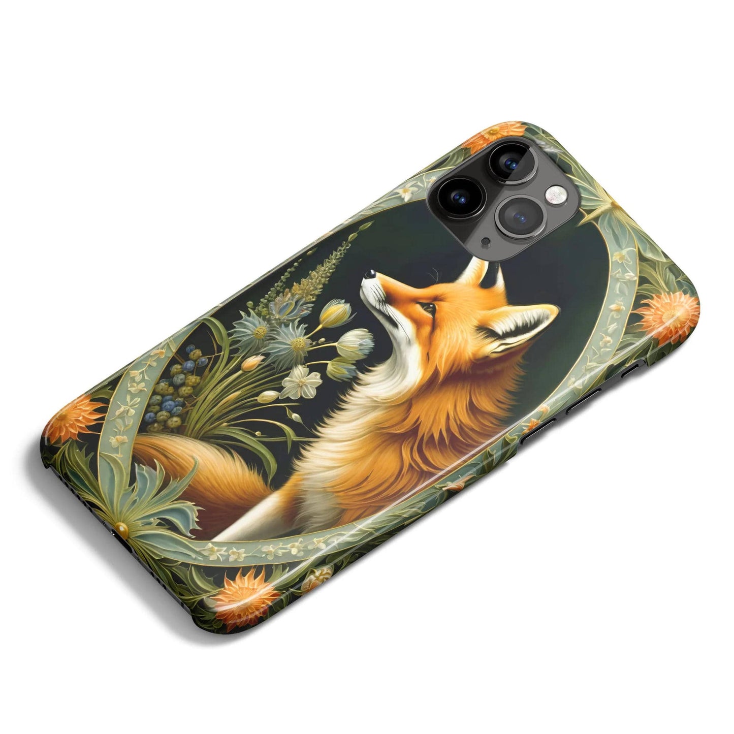 Elegant Fox and Floral Design iPhone Case - HypeSheriff