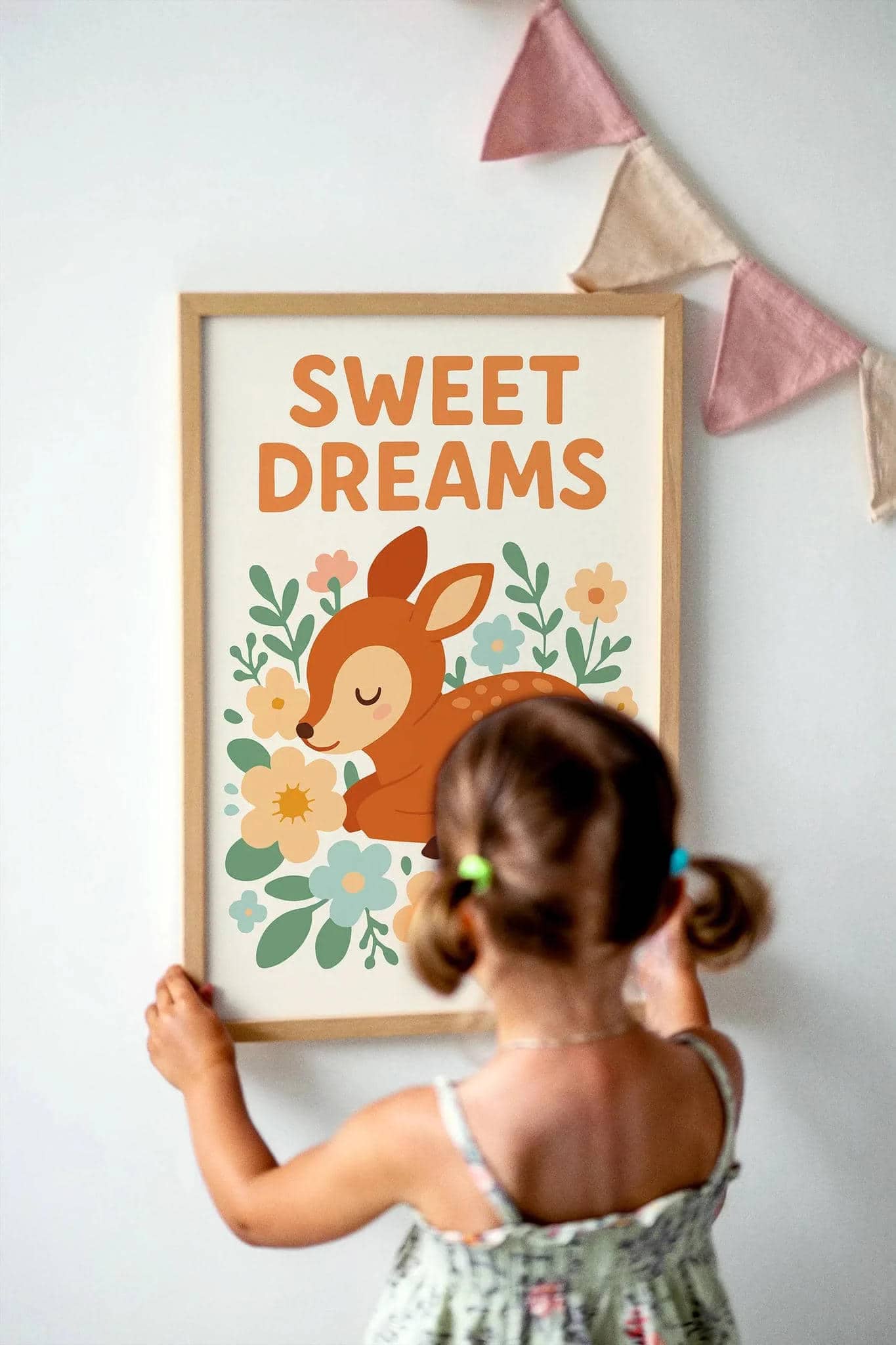 Sweet Dreams Deer – Cute Floral Kids Print