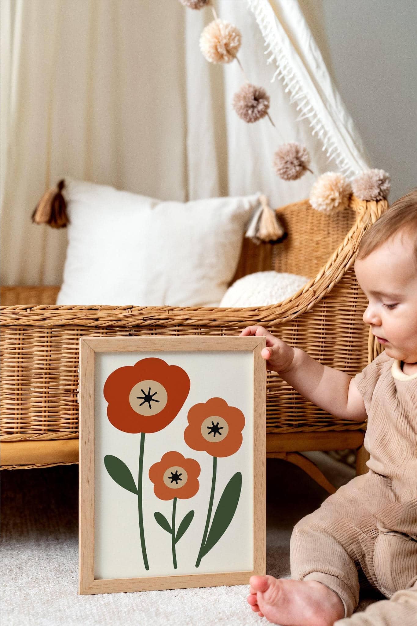 Poppy Flowers Poster – Minimalist Danish Style Wall Art