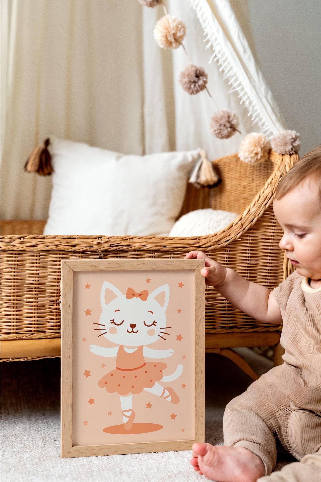 Cat Ballerina Poster – Cute Dance Wall Art for Kids