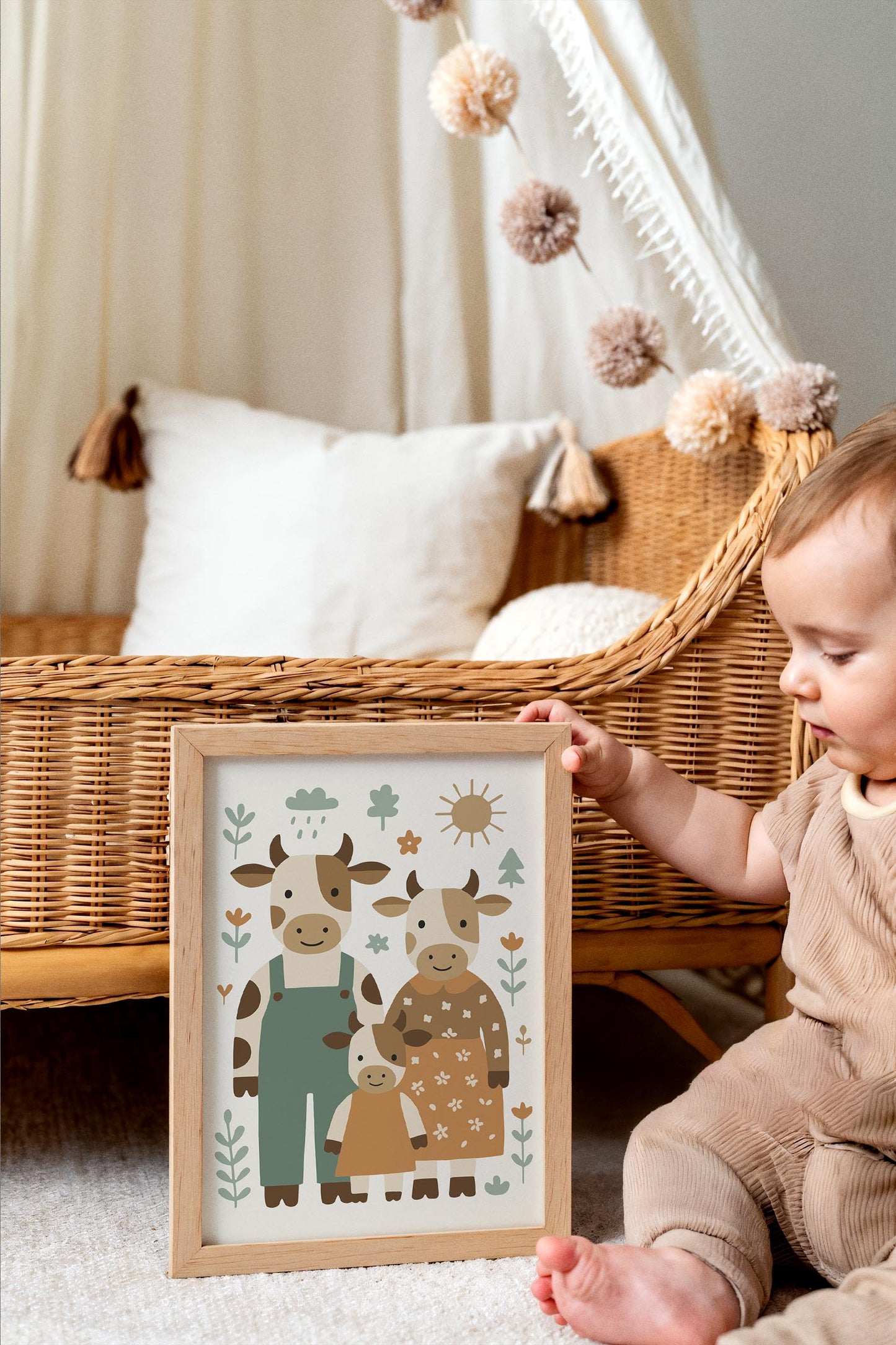 Cow Family Poster - Country Home Wall Decor