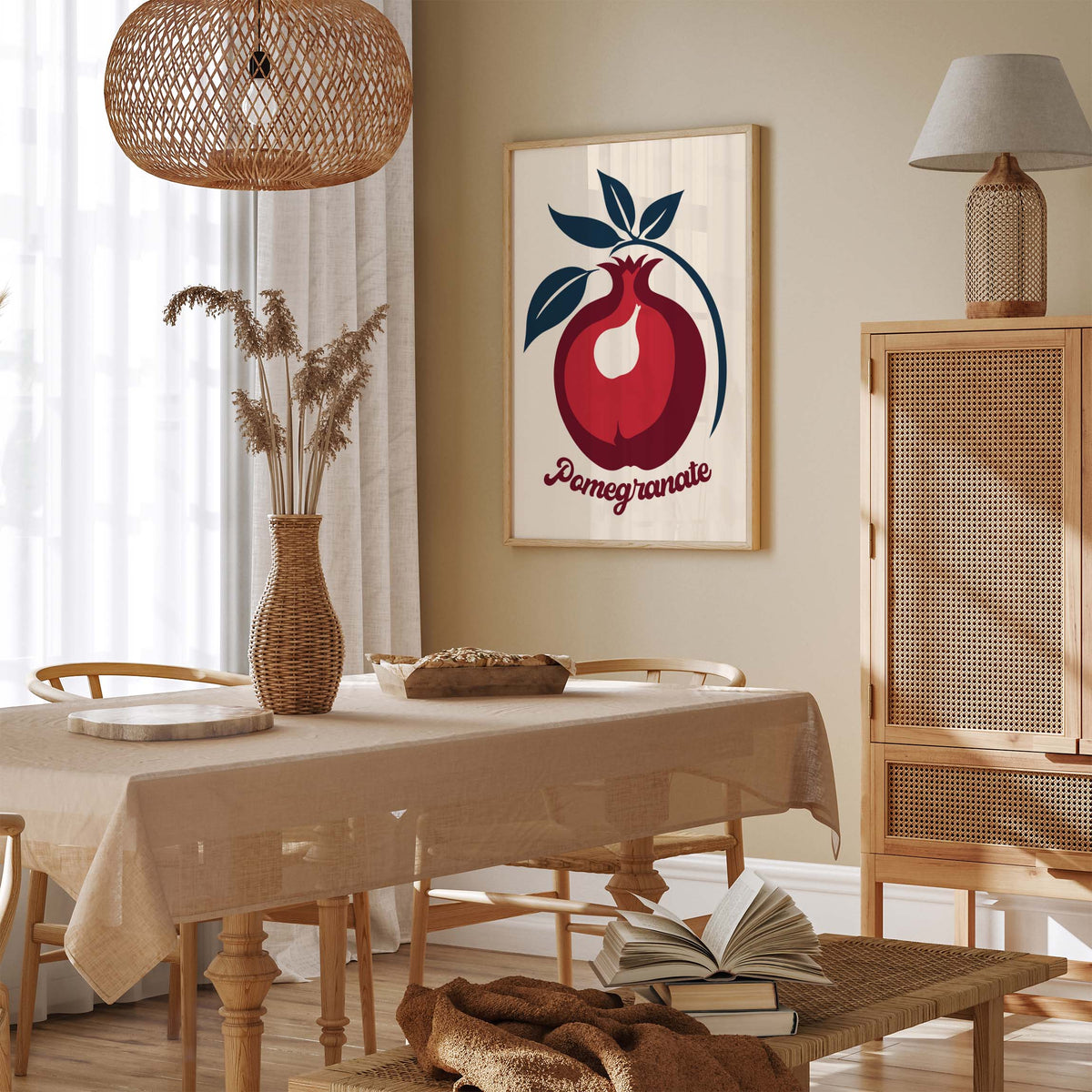 Pomegranate Botanical Fruit Wall Print