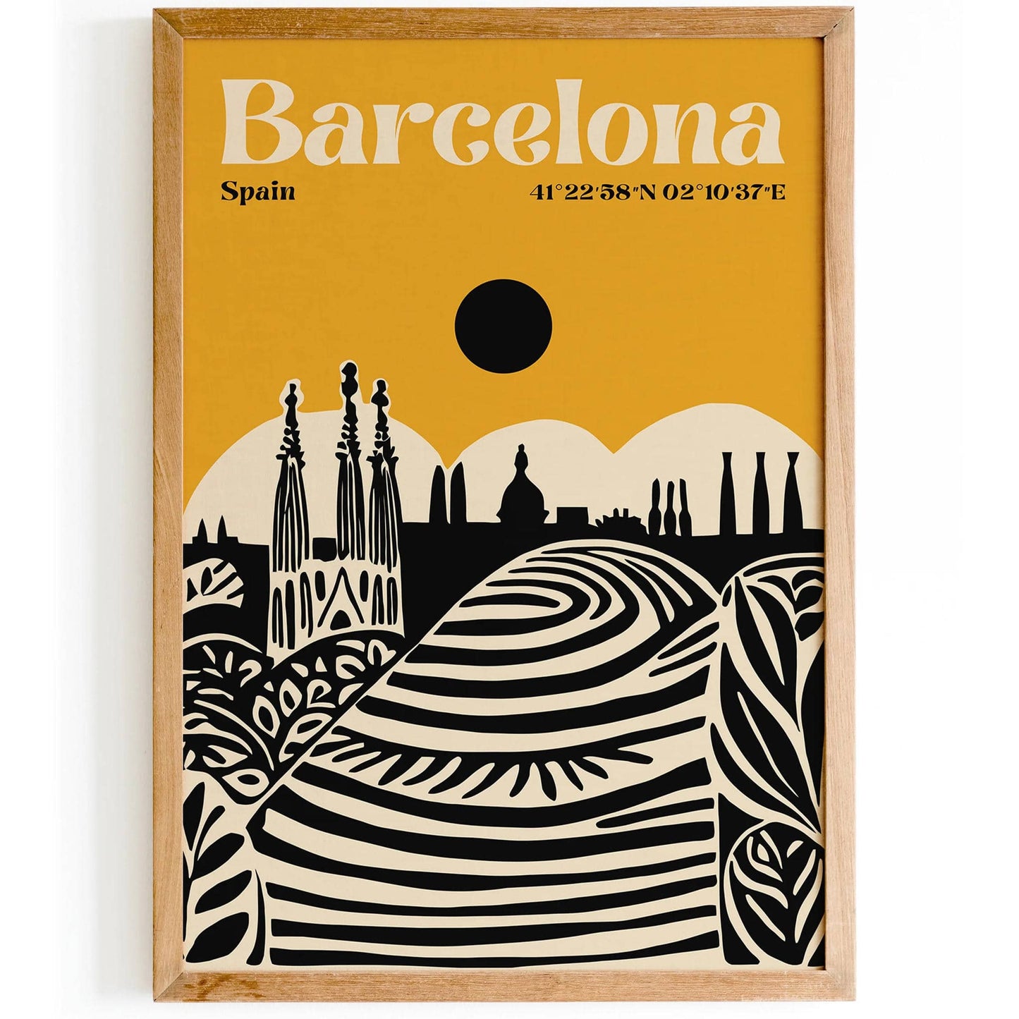 Barcelona Spain Mustard Yellow Poster