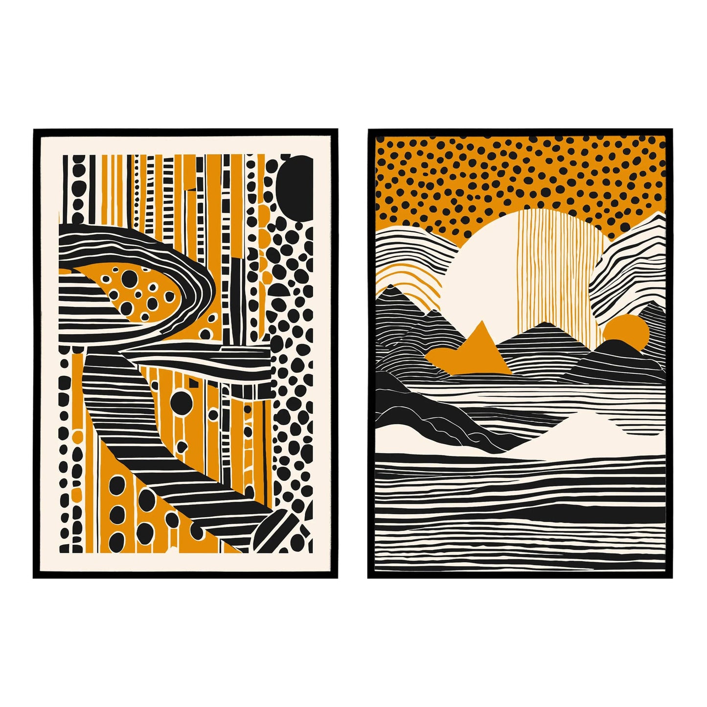 Set of 2 Yellow Abstract Poster - HypeSheriff