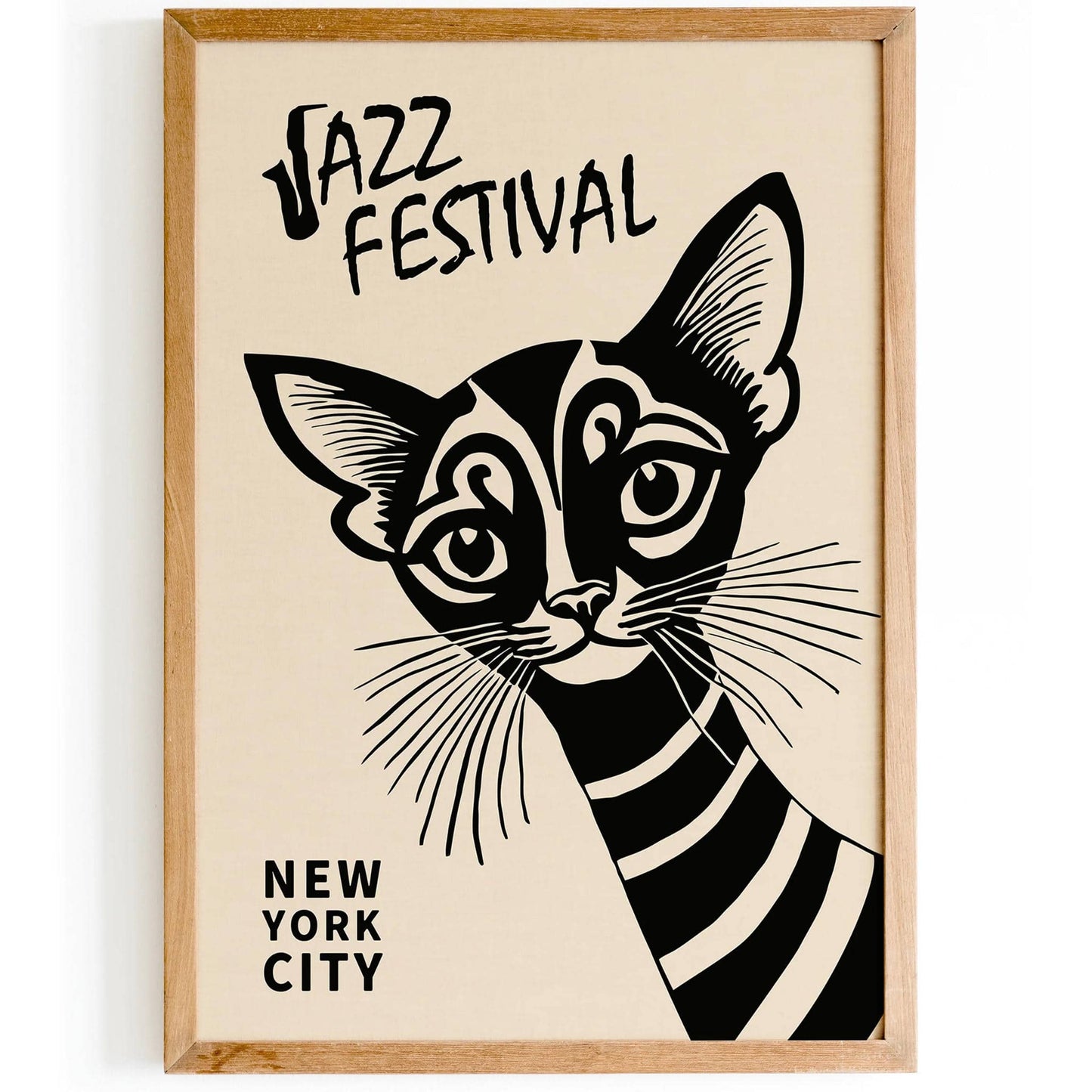Jazz Festival NYC Black Cat Wall Art - HypeSheriff