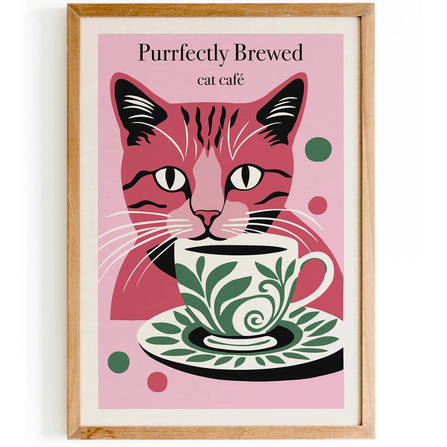 Perrfectly Brewed Cat Cafe Pink Poster - HypeSheriff