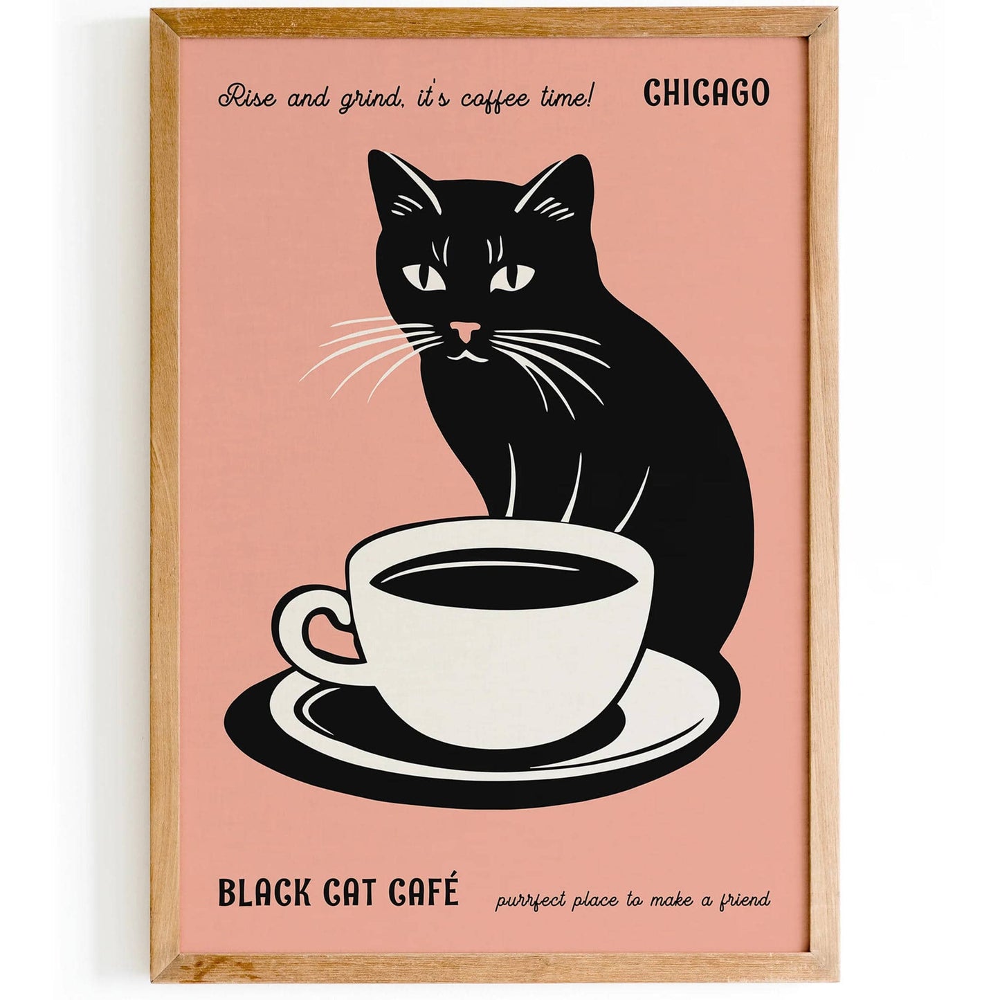 Black Cat Cafe Chicago Art Print - HypeSheriff