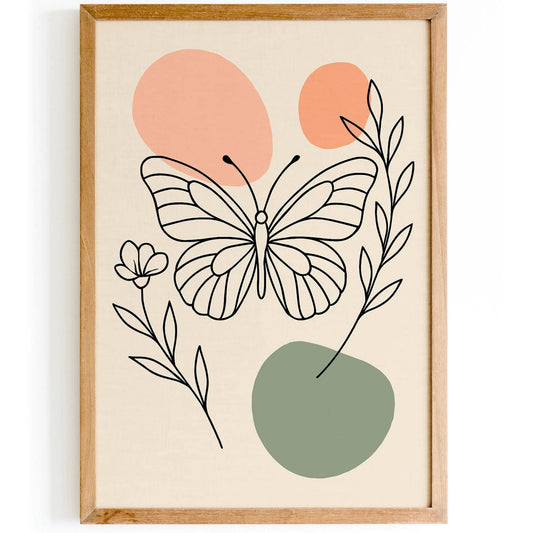 Line Art Poster - Butterfly Art Print