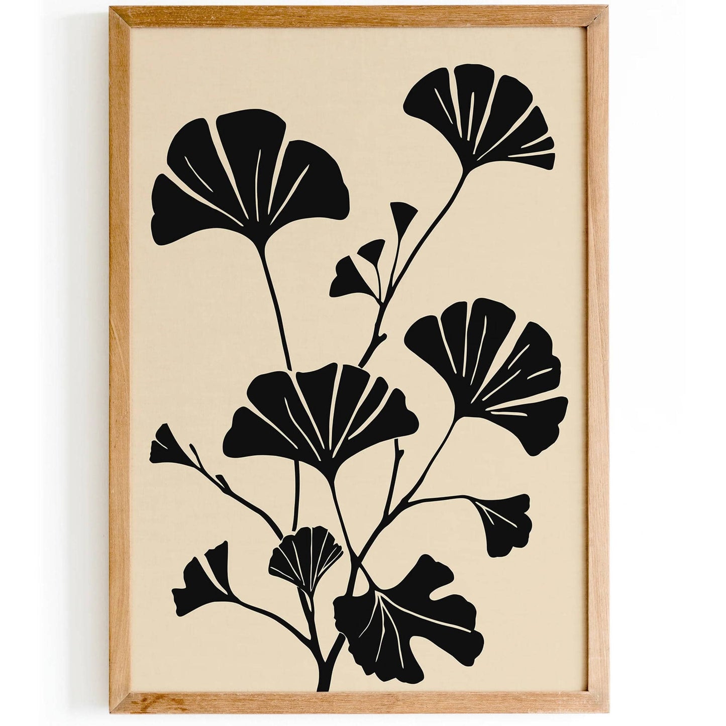 Ginkgo Biloba Black Minimalist Poster - HypeSheriff