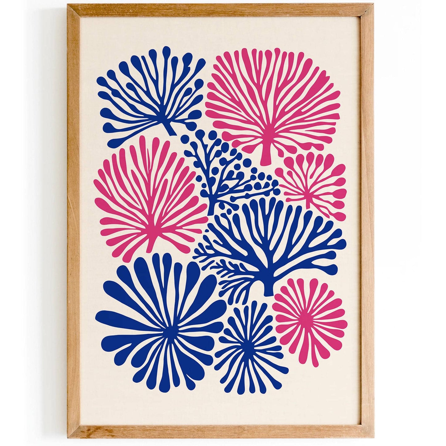 Berry Pink and Blue Floral Art Print 2024 - HypeSheriff