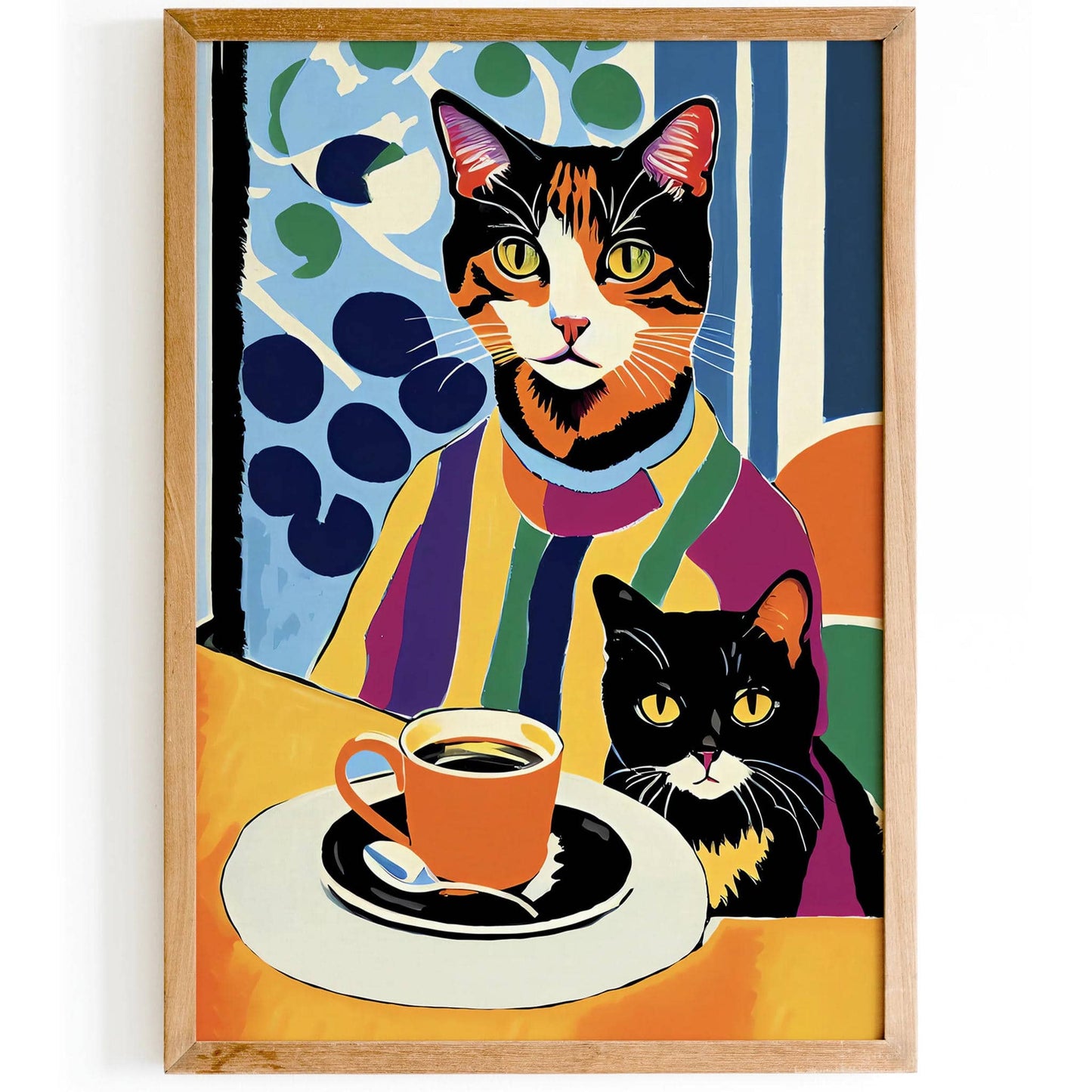 Cute Coffee Cat Art Print - HypeSheriff