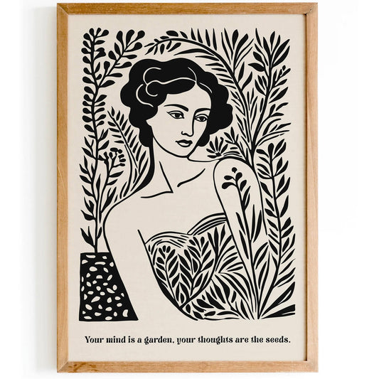 Botanical Quote Plant Lady BW Poster
