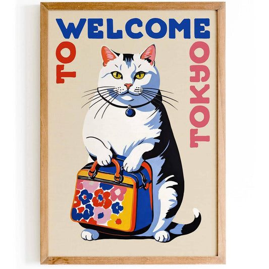 Tokyo Cat Welcome Poster Print