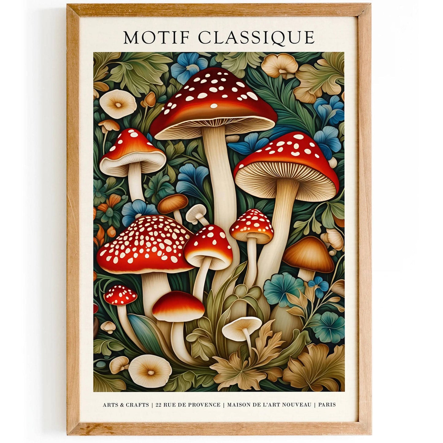 Red Mushrooms Motif Classique Morris Poster - HypeSheriff