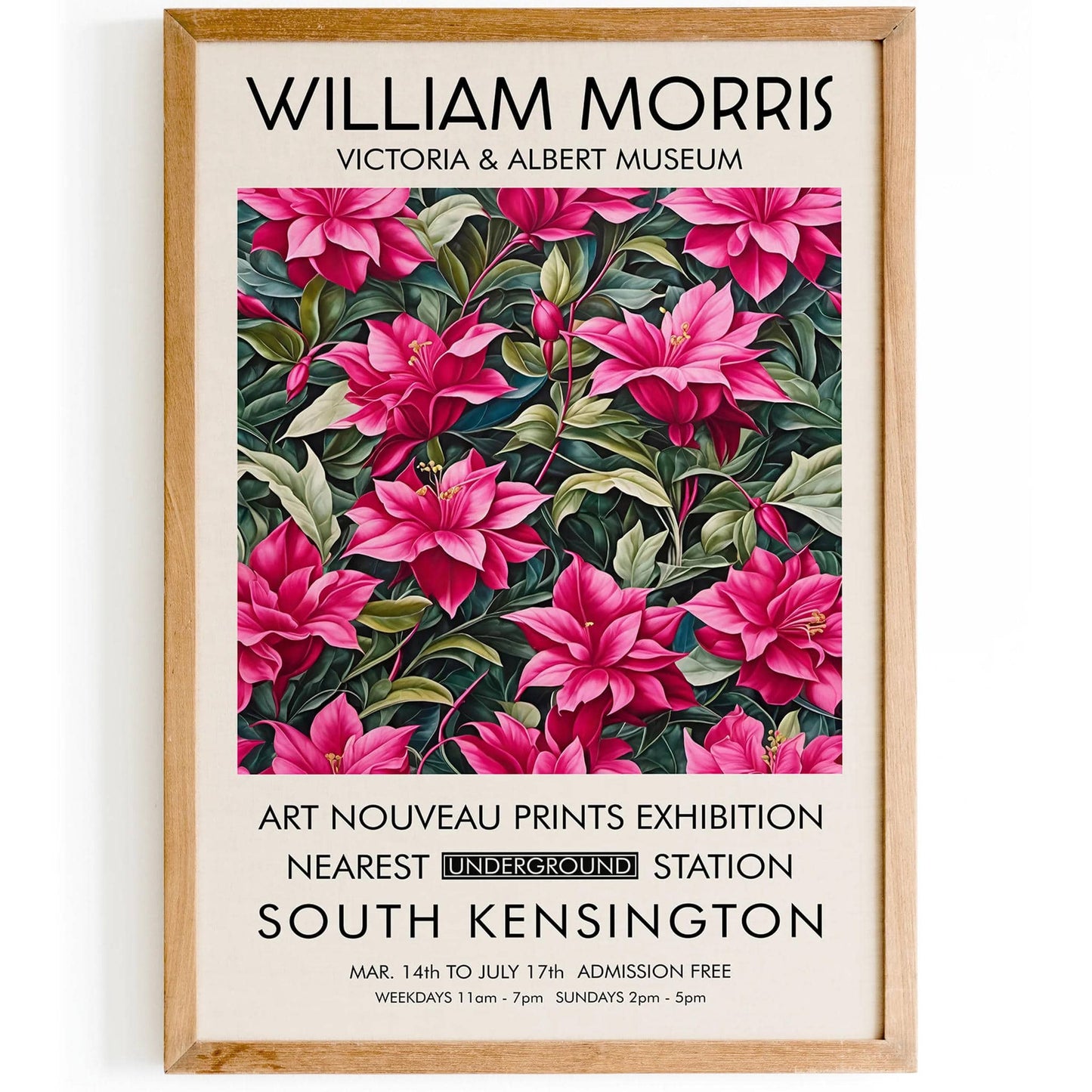 Magenta Pink Floral W. Morris Wall Art 2024 - HypeSheriff