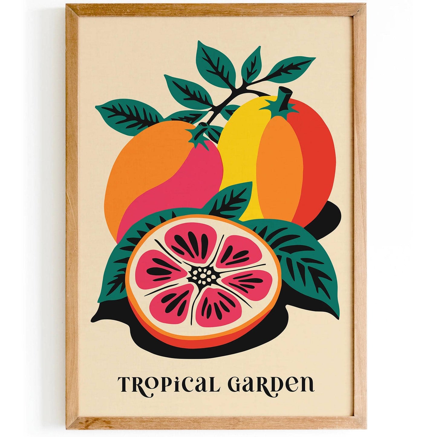 Retro Tropical Garden Papaya Wall Art - HypeSheriff