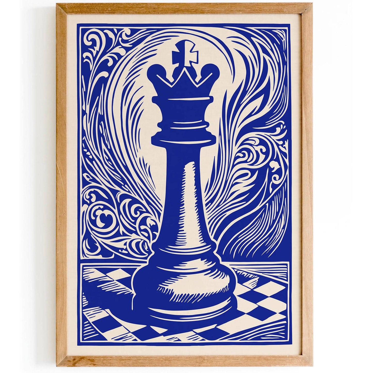 Blue Chess Piece Art Print - Chess Lover Gift
