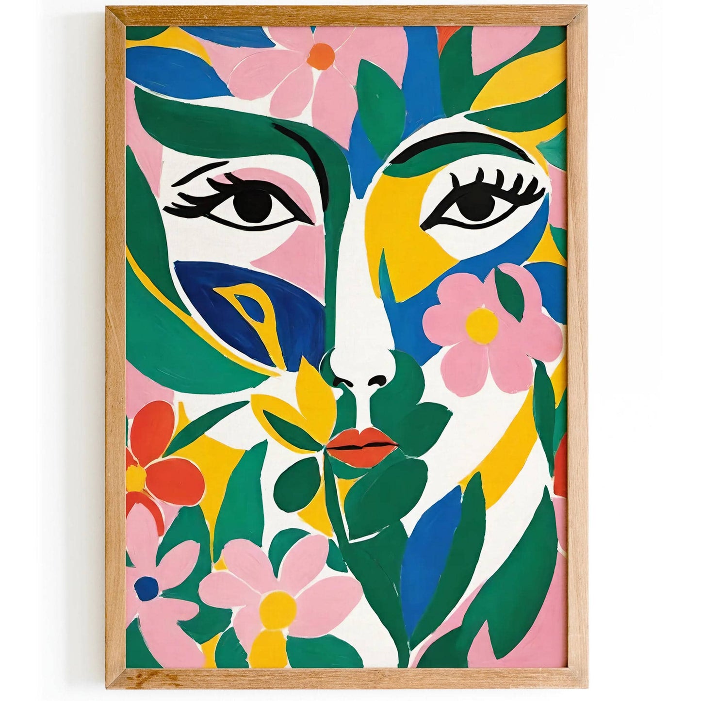 Colorful Girl in Flowers Portrait Art Print - HypeSheriff