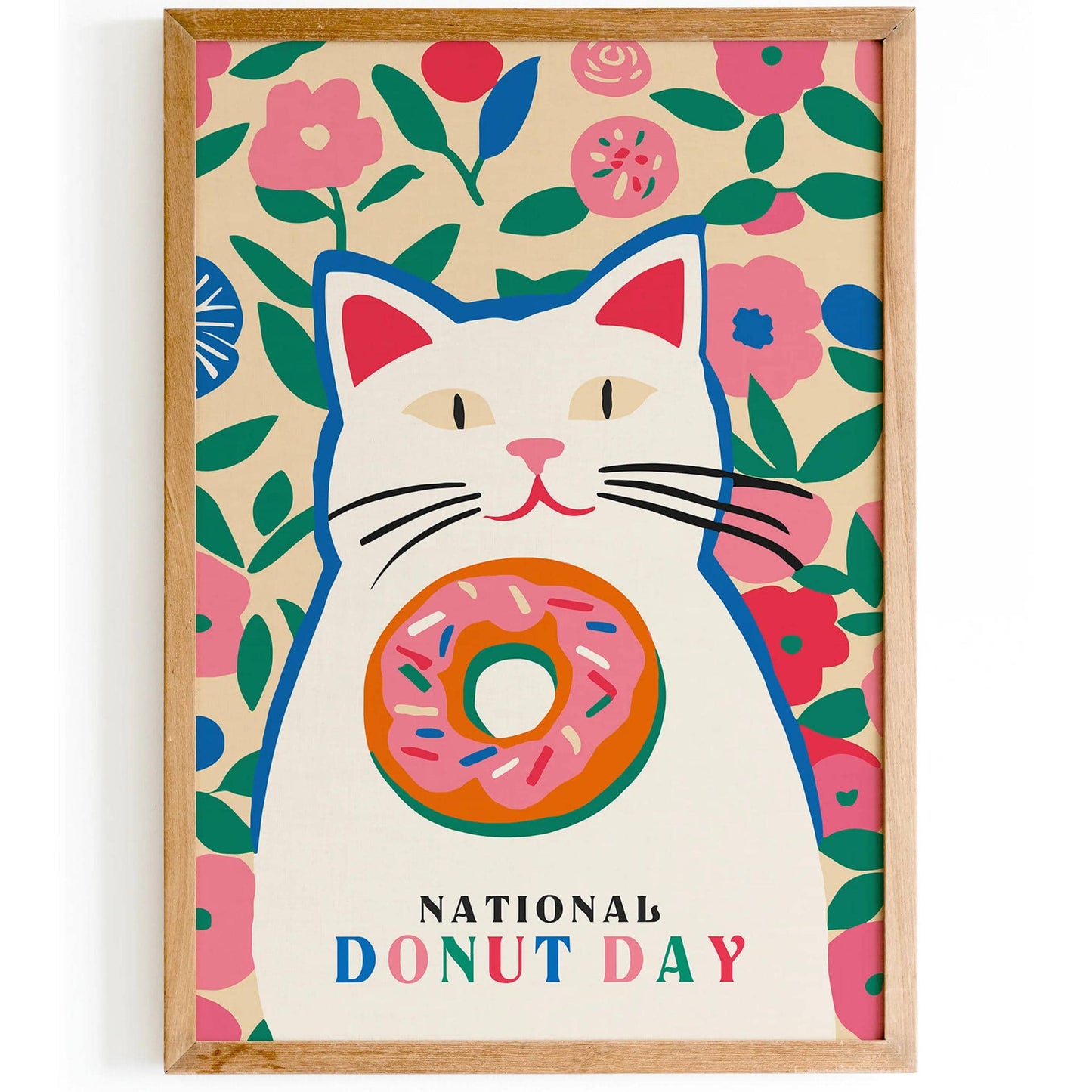 National Donut Day Pink Cat Poster 2024 - HypeSheriff