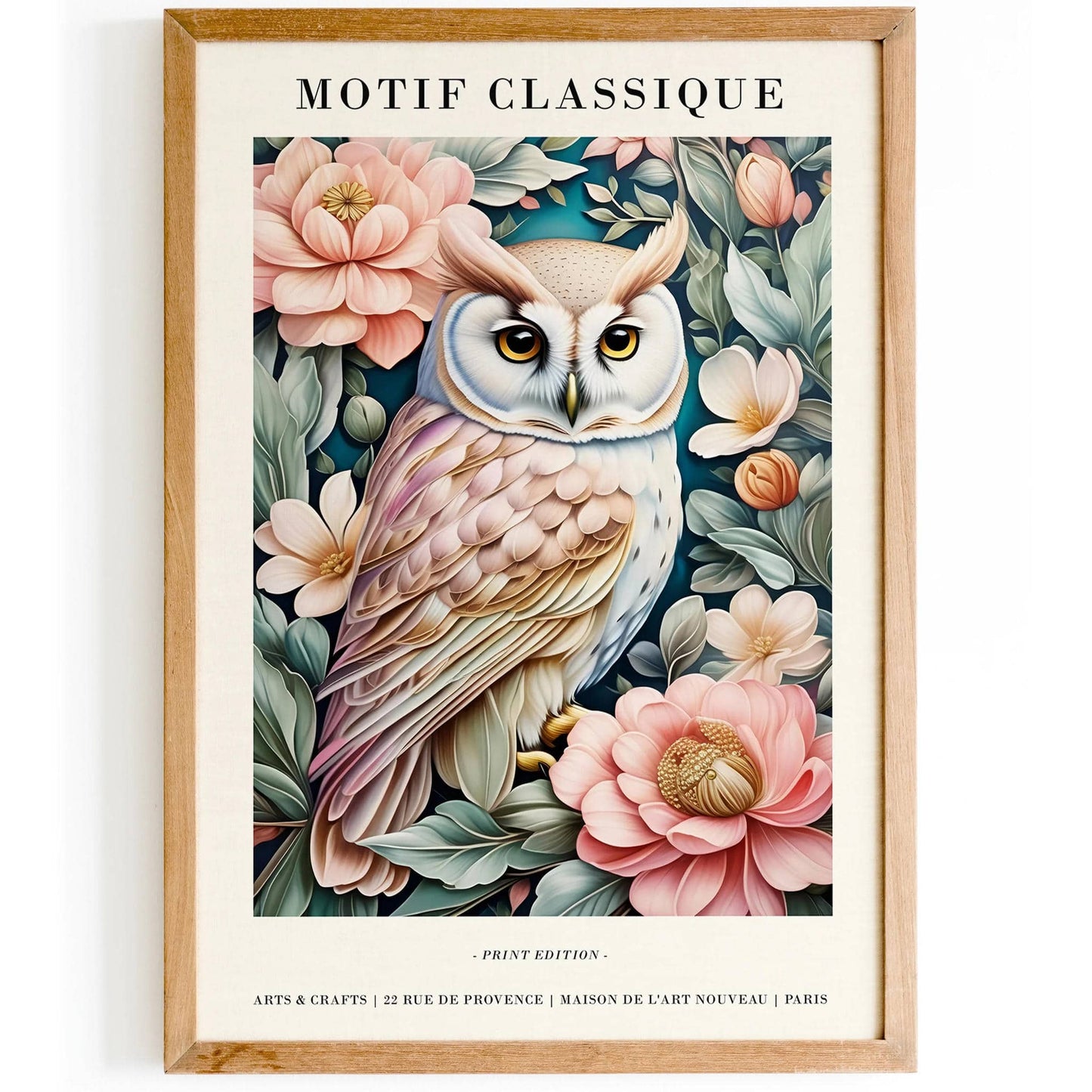 Classic French Motif Owl & Floral Art Print - HypeSheriff