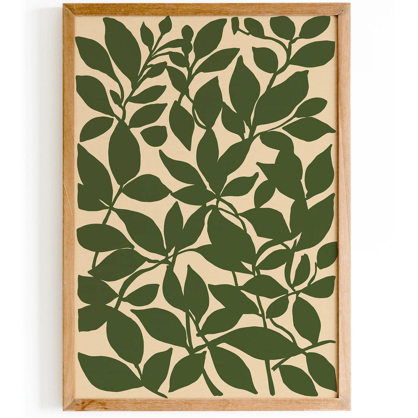 Abstract Botanical Wall Art – Green Leaves Cut-Out Print