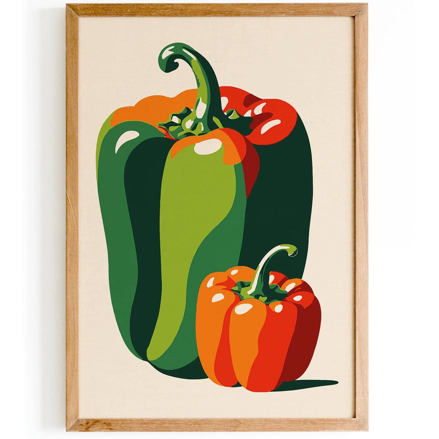 Red Green Bell Peppers Kitchen Wall Art - HypeSheriff