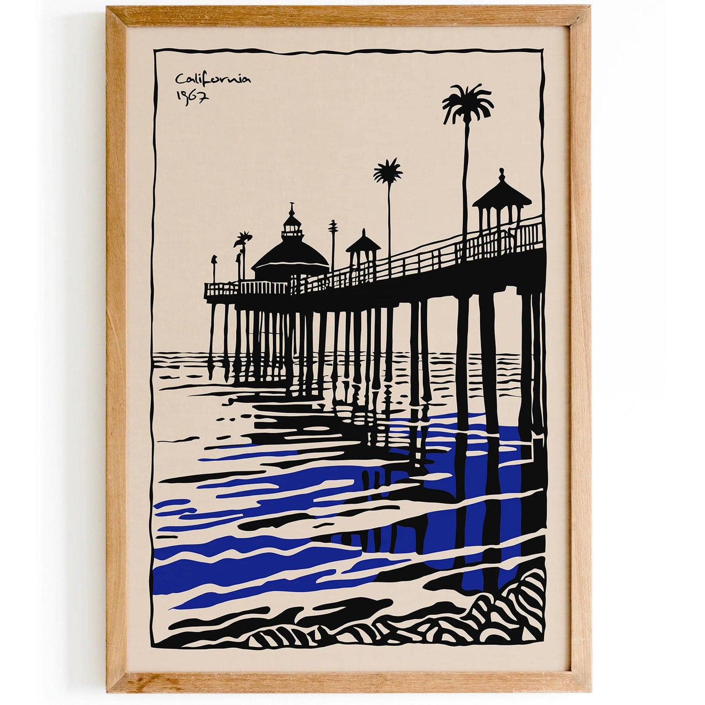 Ink Painting Vintage California Landscape Art Print - HypeSheriff
