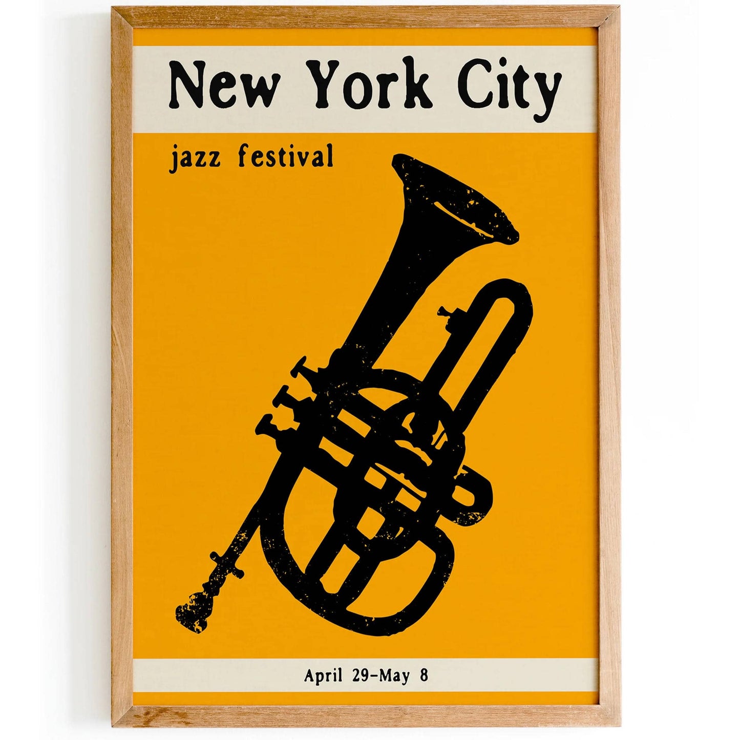 Yellow NYC Jazz Festival Trumpet Music Poster - HypeSheriff