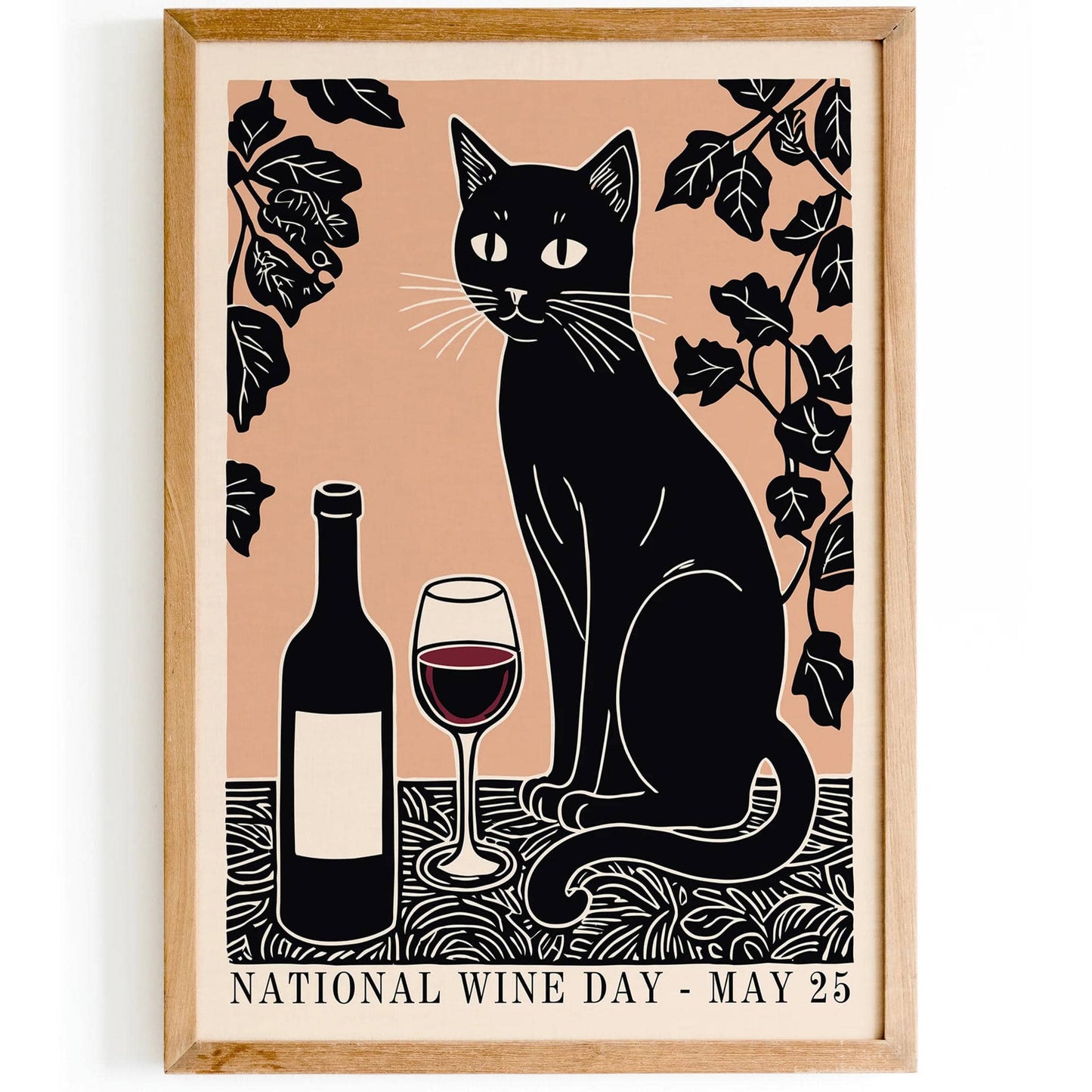 National Wine Day Black Cat Poster