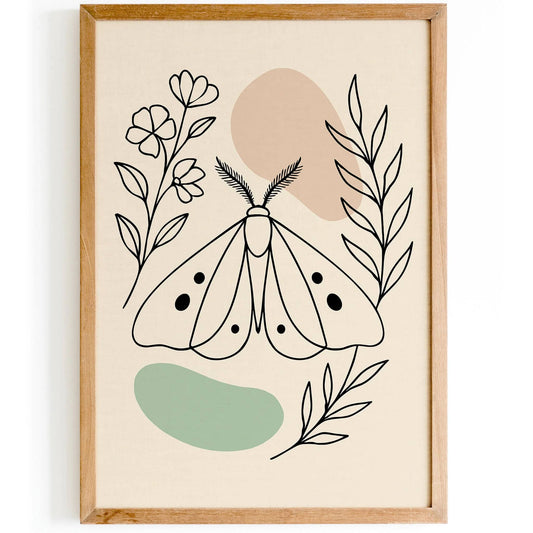 Line Art Moth Poster - Minimalist Design