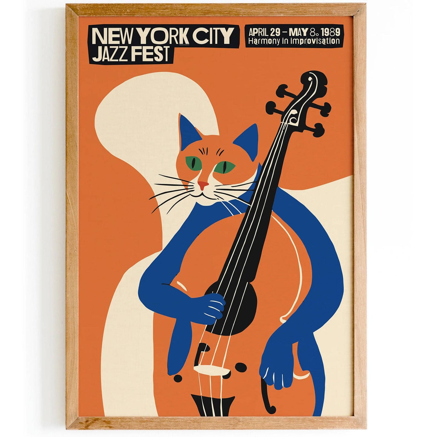 Retro Cat NYC Jazz Festival Wall Art - HypeSheriff