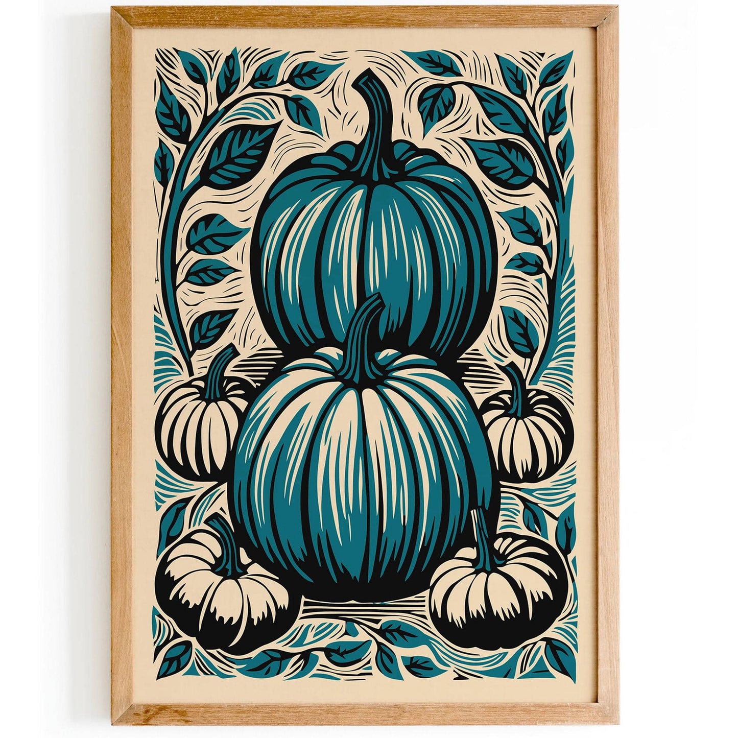Linocut Vintage Pumpkins Art Print - HypeSheriff