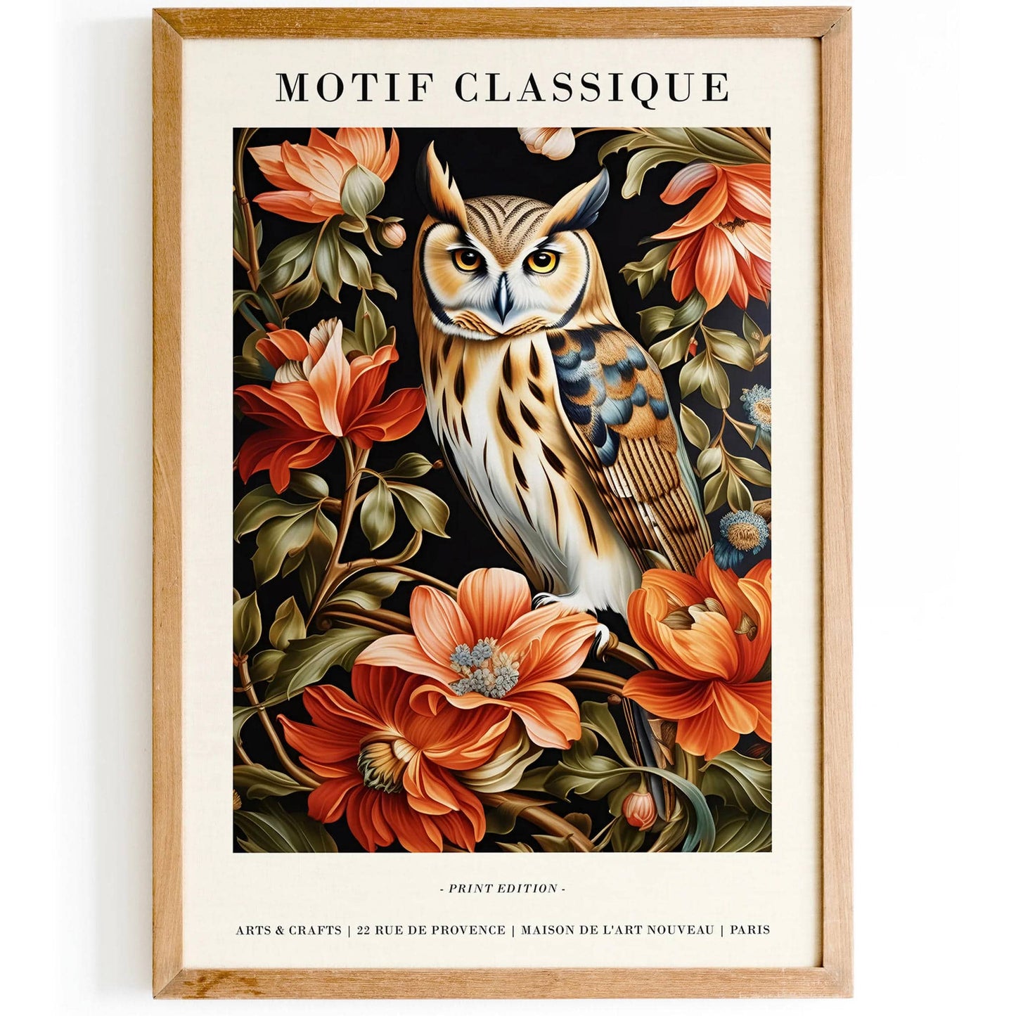Parisian Vintage Owl & Floral Art Print - HypeSheriff