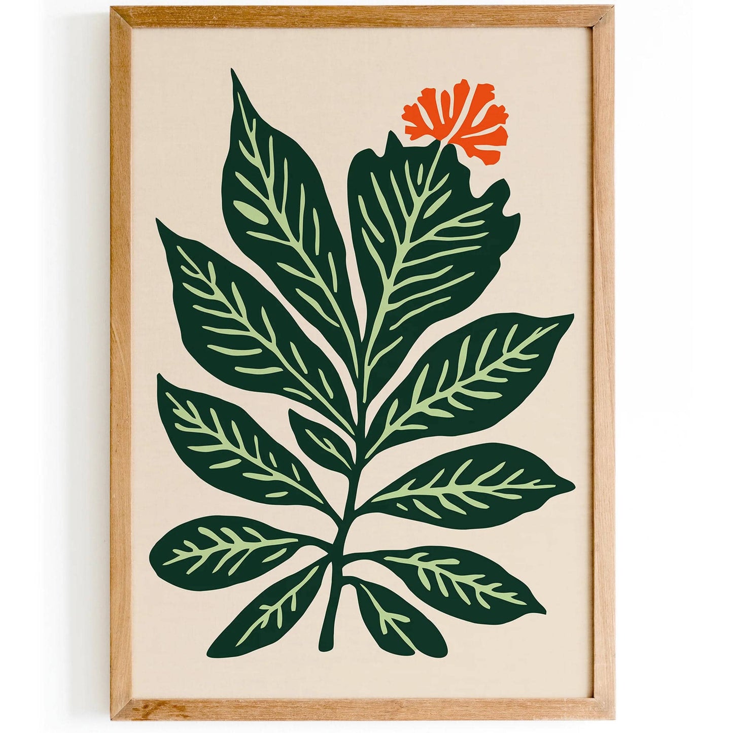 Hand-Drawn Botanical Poster,Vintage Style Green Leaf - HypeSheriff