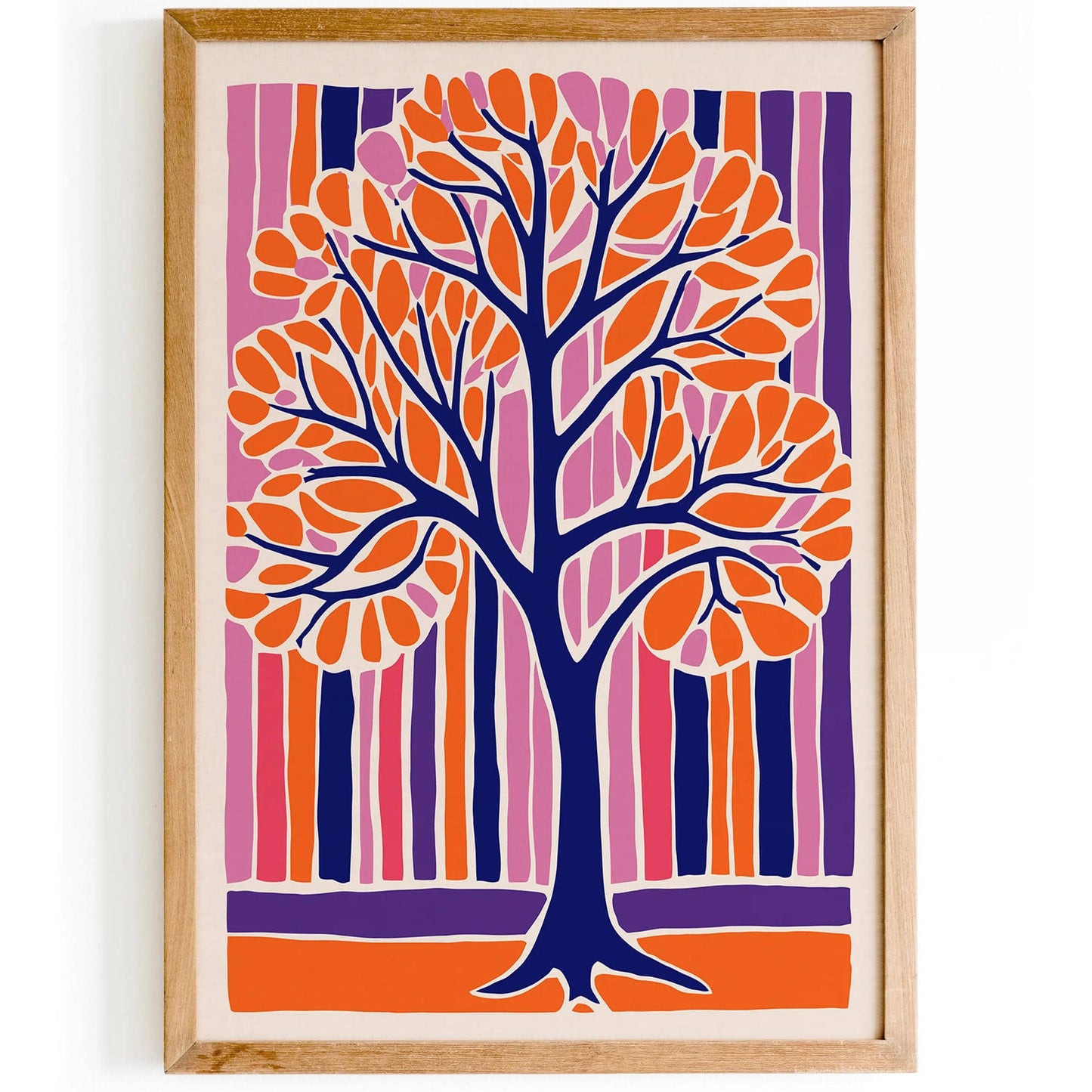 Purple Orange Cutout Tree Print - HypeSheriff