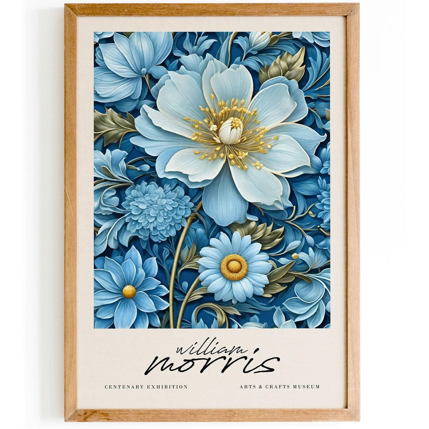 Blue Floral W. Morris Inspired Wall Art - HypeSheriff