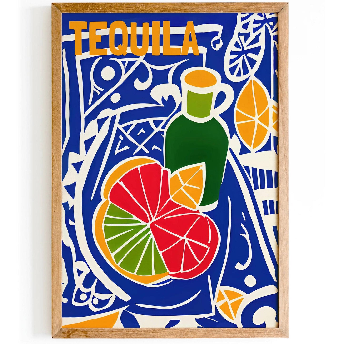 Retro Tequila Bottle Blue Poster - HypeSheriff